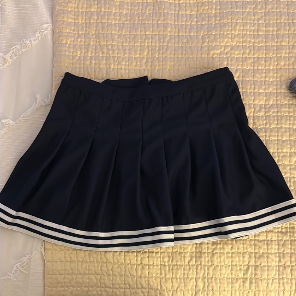 Navy Blue Pleated Skirt